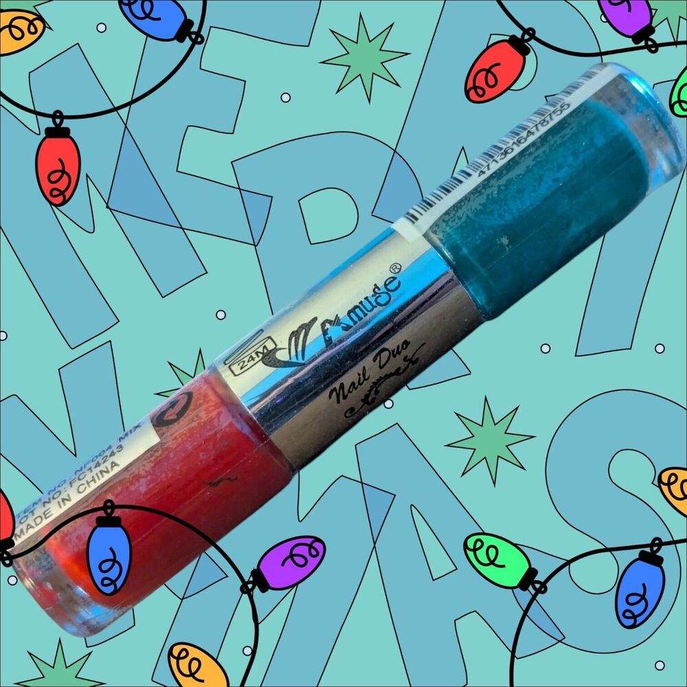 Amuse Nail Duo Polish #04 Blue Color and #21 Red Item NF004 Christmas Birthday